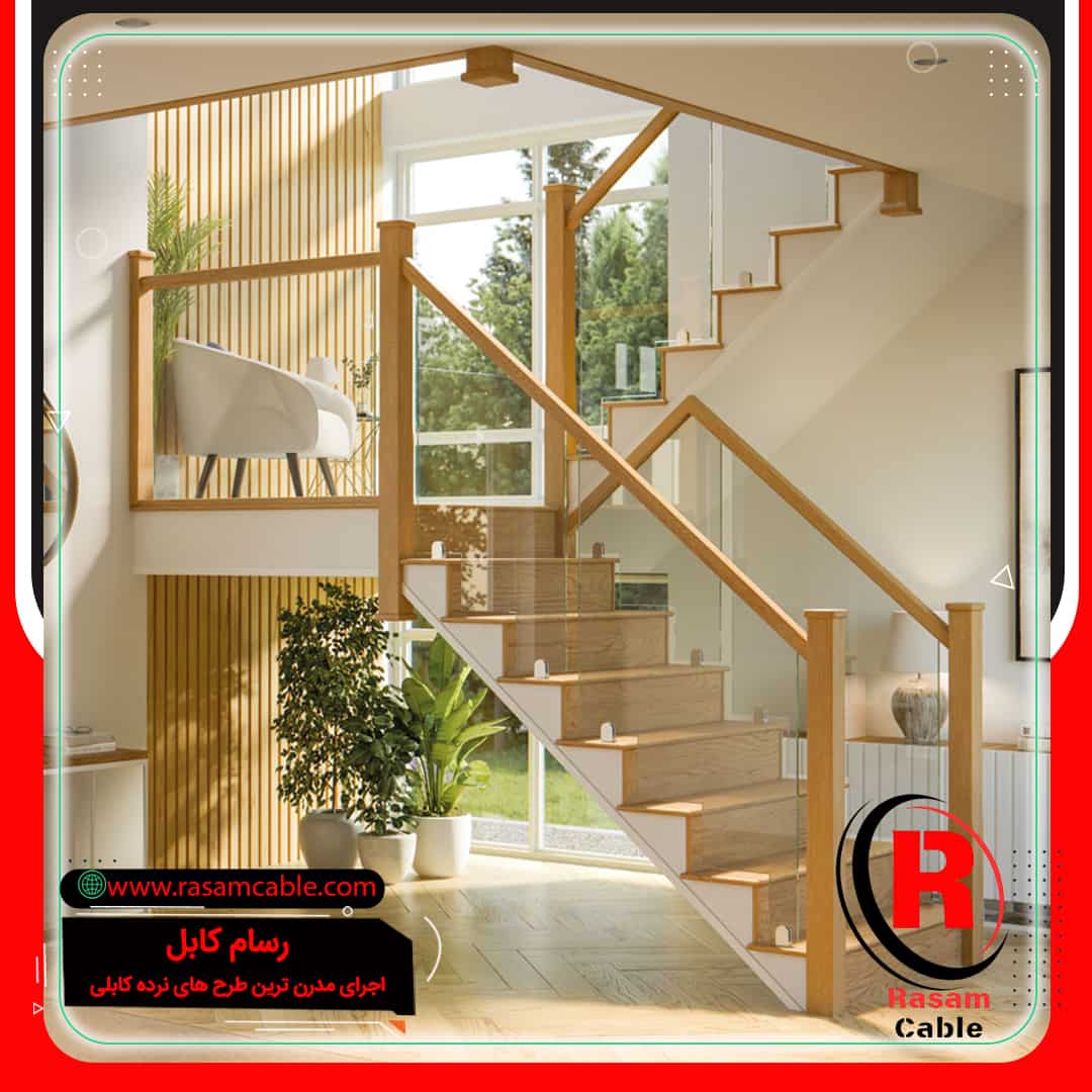 جان پناه شیشه ای راه پله