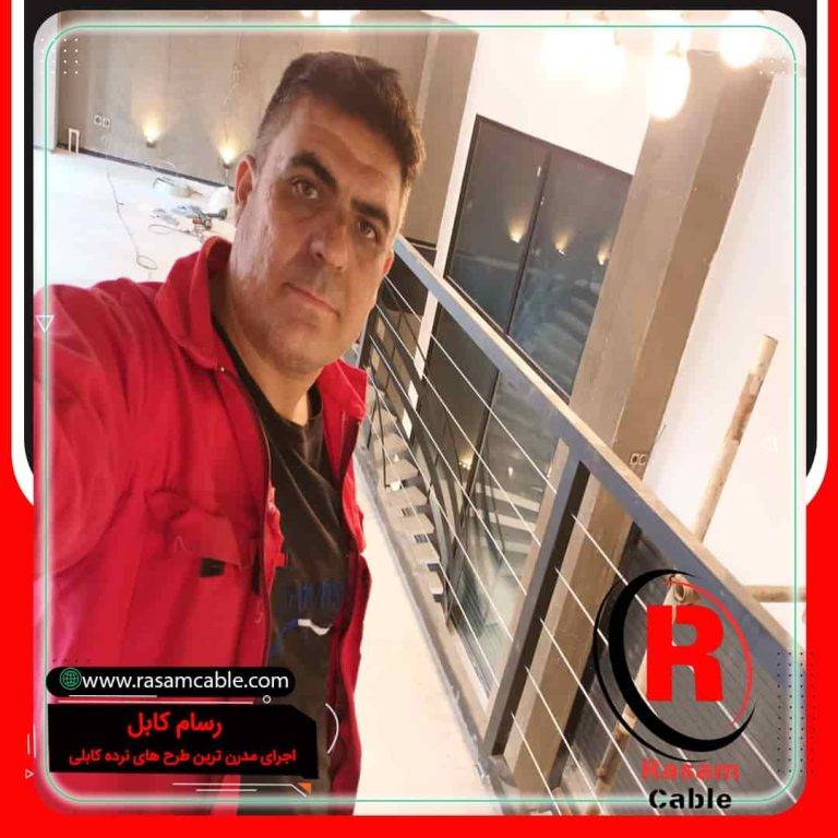 اجرای نرده کابلی راه پله مغازه کیش