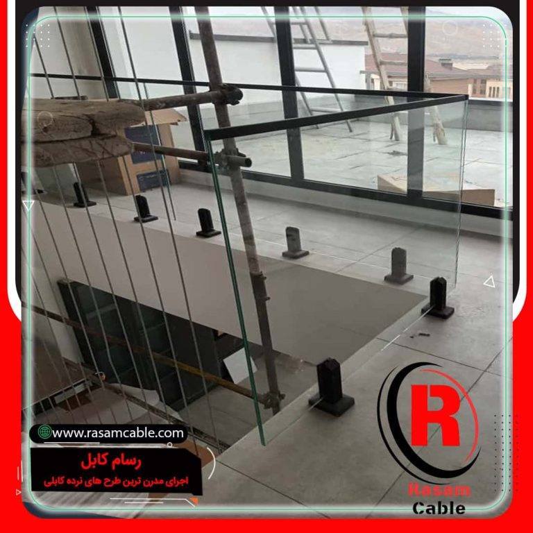 نصب نرده سیم بکسلی عمودی پله