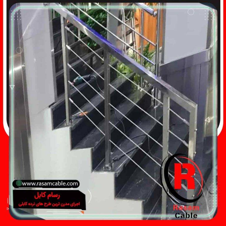 اجرای نرده کابلی پله مغازه